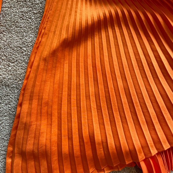 Snazzy Pleated Orange Asymmetrical A.L.C dress. - Picture 11 of 13